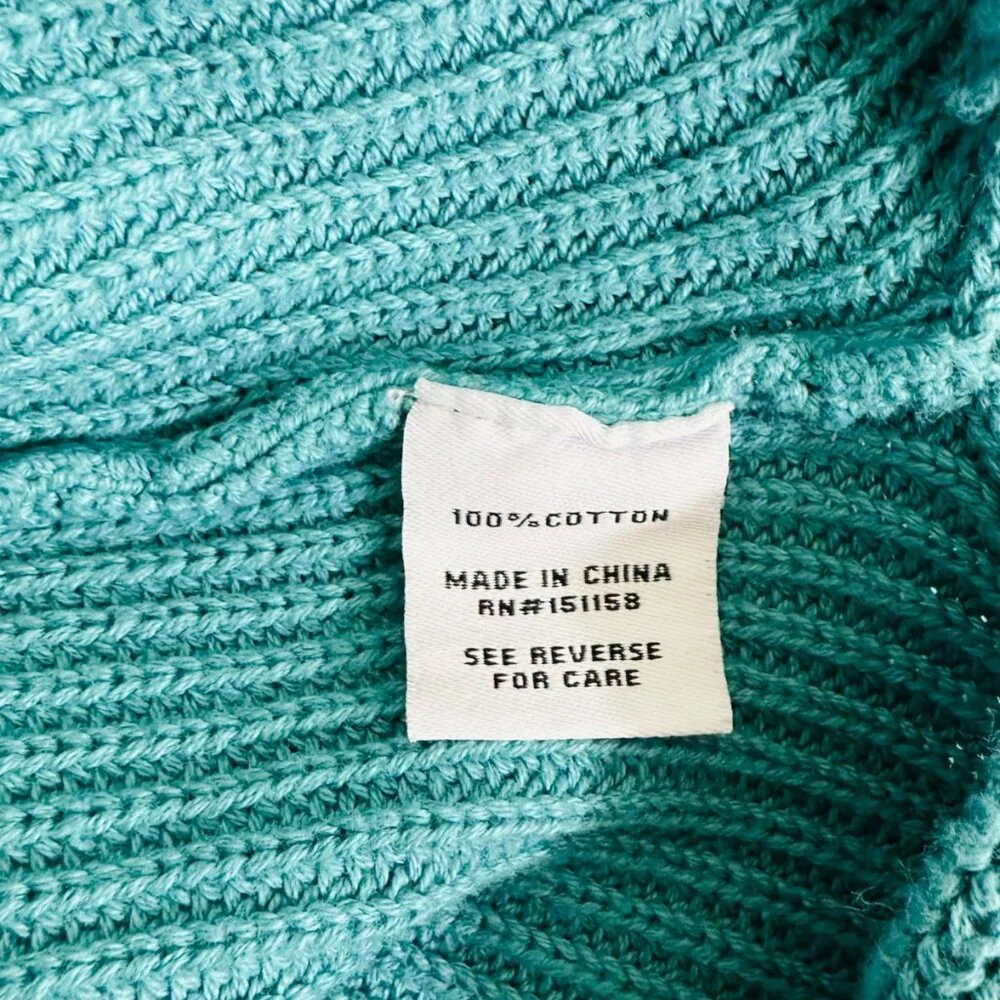 525 America Women's Size L Ombre Shaker Knit Cotton Cream Blue Sweater